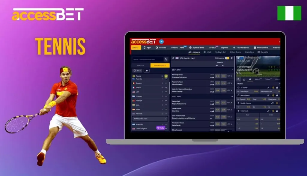 Accessbet Nigeria how to bet on Tennis events